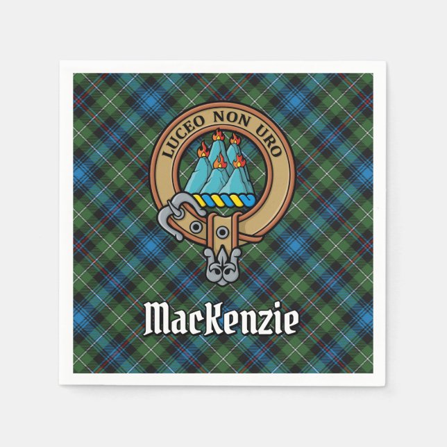 Klan MacKenzie-Vapensköld över Tartan Pappersservett (Framsidan)