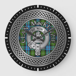 Klan MacKenzie Vapensköld & Tartan Knot Stor Klocka
