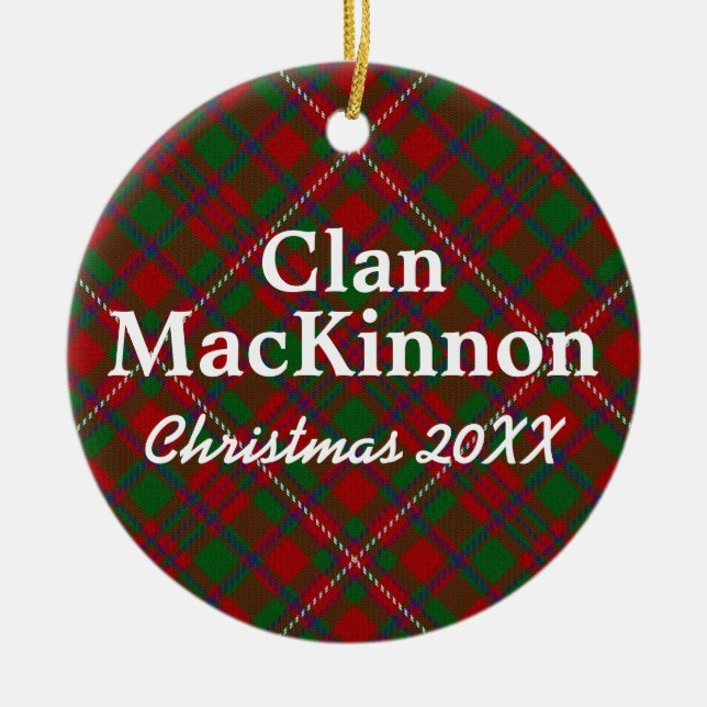 Klan MacKinnon Scottish Tartan Julgransprydnad Keramik (Framsidan)