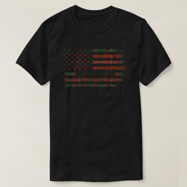 Klan Mackinnon Scottish tartan US flagga kilt Scot T Shirt (Design framsida)