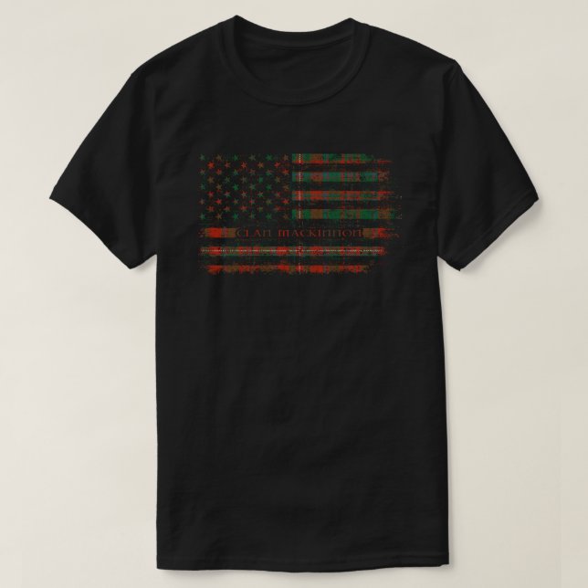 Klan Mackinnon Scottish tartan US flagga kilt Scot T Shirt (Design framsida)