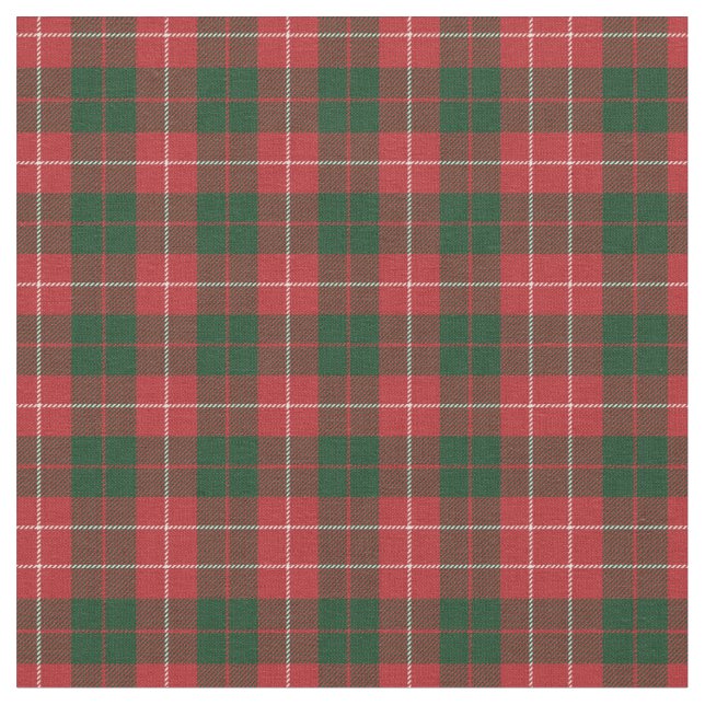 Klan Mackinnon Tartan Grönt Red Check Tyg (Närbild)