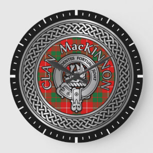 Klan MacKinnon Vapensköld & Tartan Knot Large Cloc Stor Klocka