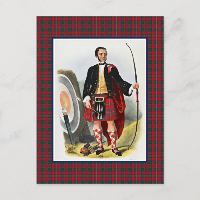 Klan MacKinnon Vintage Illustration Tartan Ram Vykort (Framsida)