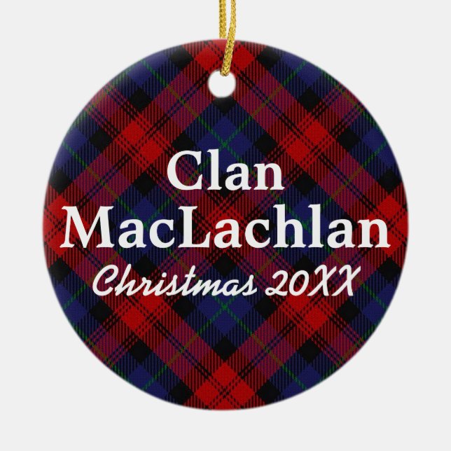 Klan MacLachlan Scottish Tartan Julgransprydnad Keramik (Framsidan)