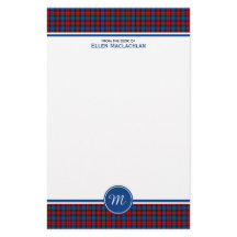 Klan MacLachlan Tartan Red och Blue Play Monogram