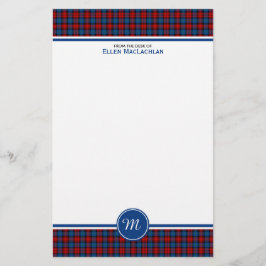 Klan MacLachlan Tartan Red och Blue Play Monogram Brevpapper