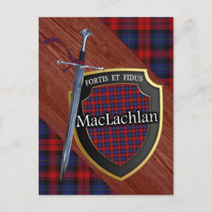 Klan MacLachlan Tartan Sword & Shield Vykort