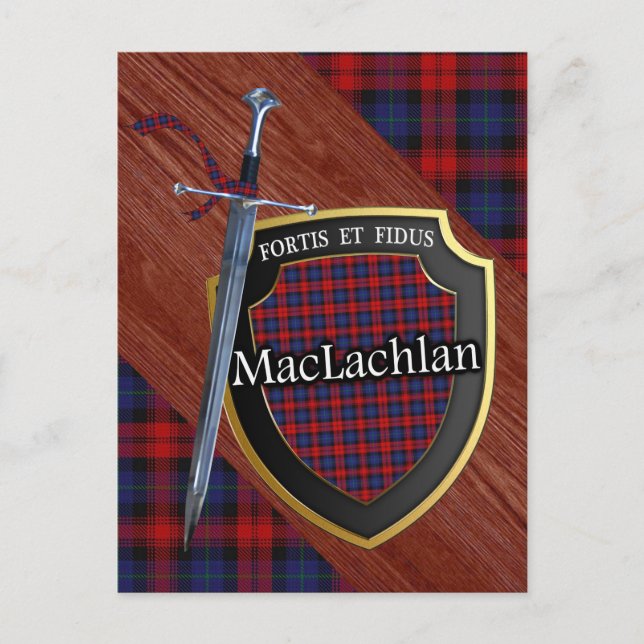 Klan MacLachlan Tartan Sword & Shield Vykort (Framsida)