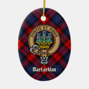 Klan MacLachlan-Vapensköld över Tartan Julgransprydnad Keramik