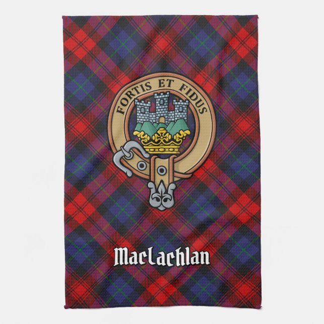 Klan MacLachlan-Vapensköld över Tartan Kökshandduk (Vertikal)