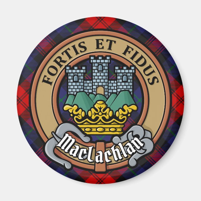 Klan MacLachlan-Vapensköld över Tartan Magnet (Framsidan)