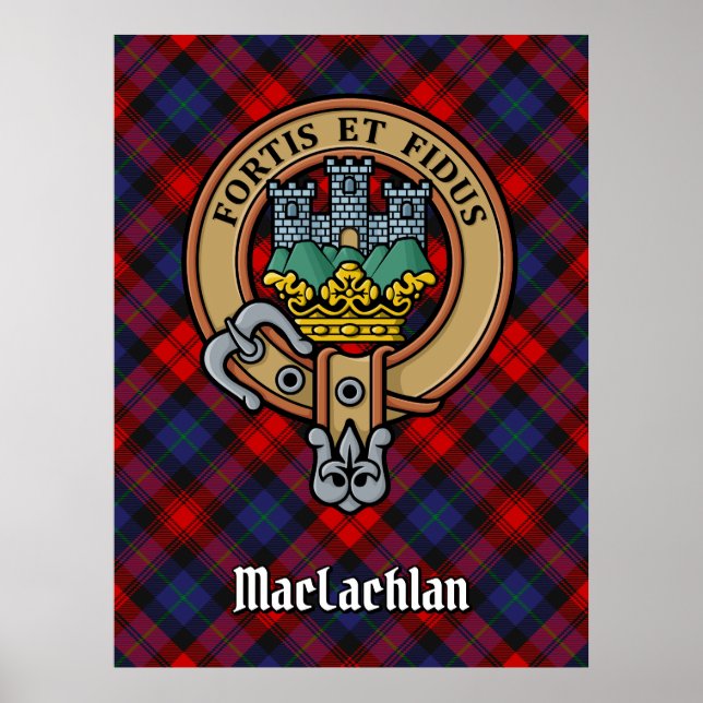 Klan MacLachlan-Vapensköld över Tartan Poster (Framsidan)