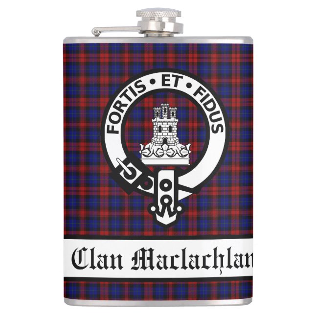 Klan Maclachlan Vapensköld & Tartan Anpassade Fickplunta (Framsidan)