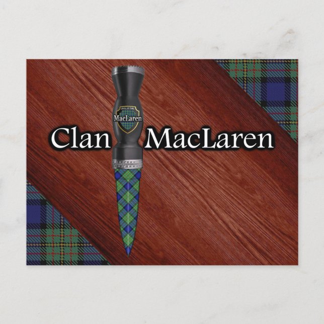 Klan MacLaren Tartan Sgian Dubh Blade Vykort (Framsida)