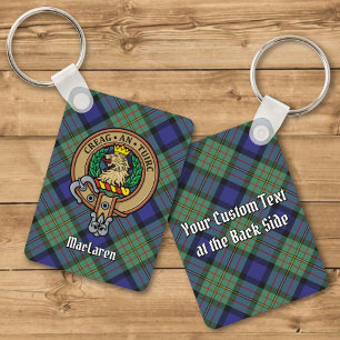 Klan MacLaren-Vapensköld över Tartan Keychain Nyckelring