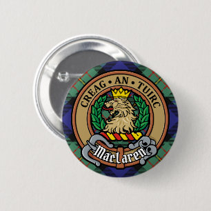Klan MacLaren-Vapensköld över Tartan Knapp