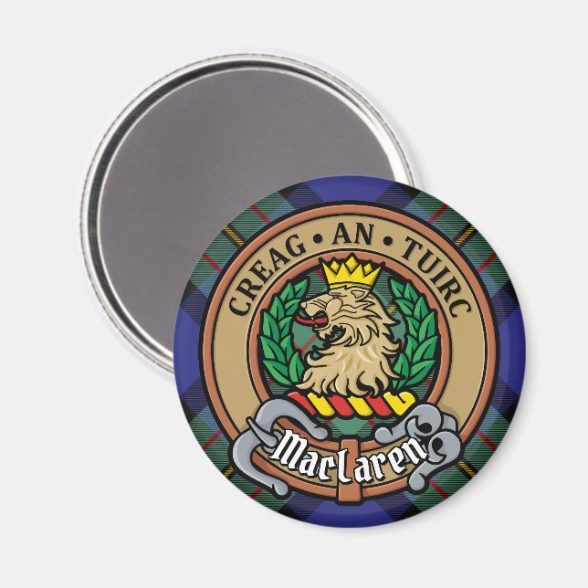 Klan MacLaren-Vapensköld över Tartan Magnet (Front/Back)