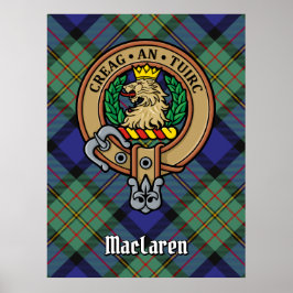 Klan MacLaren-Vapensköld över Tartan Poster