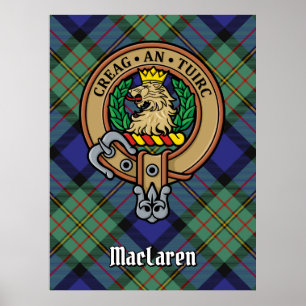 Klan MacLaren-Vapensköld över Tartan Poster