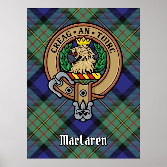 Klan MacLaren-Vapensköld över Tartan Poster (Framsidan)