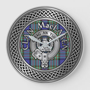 Klan MacLaren Vapensköld & Tartan Knot Stor Klocka