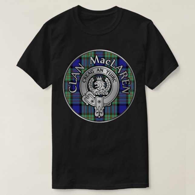 Klan MacLaren Vapensköld Tartan T Shirt (Design framsida)