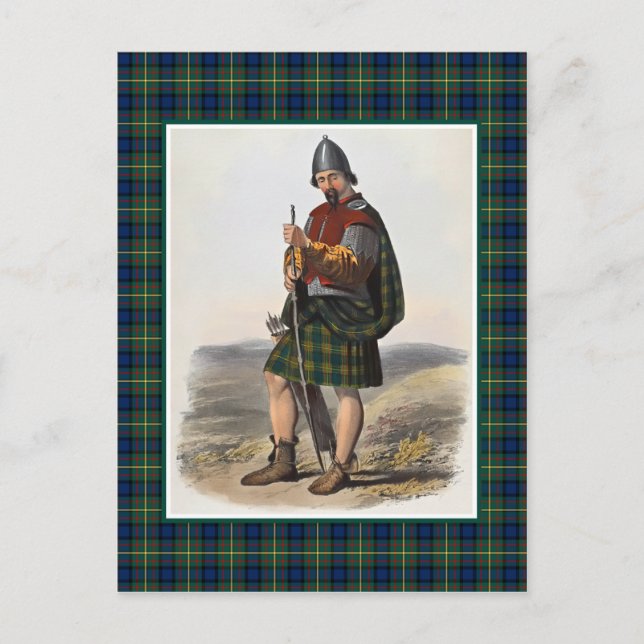 Klan MacLaren Vintage Illustration Tartan Ram Vykort (Framsida)