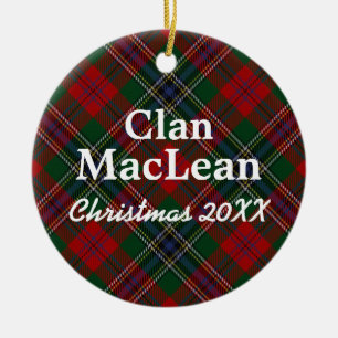 Klan MacLean Scottish Tartan Julgransprydnad Keramik