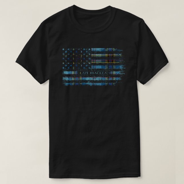 Klan Maclean Scottish tartan US flagga kilt Scotla T Shirt (Design framsida)