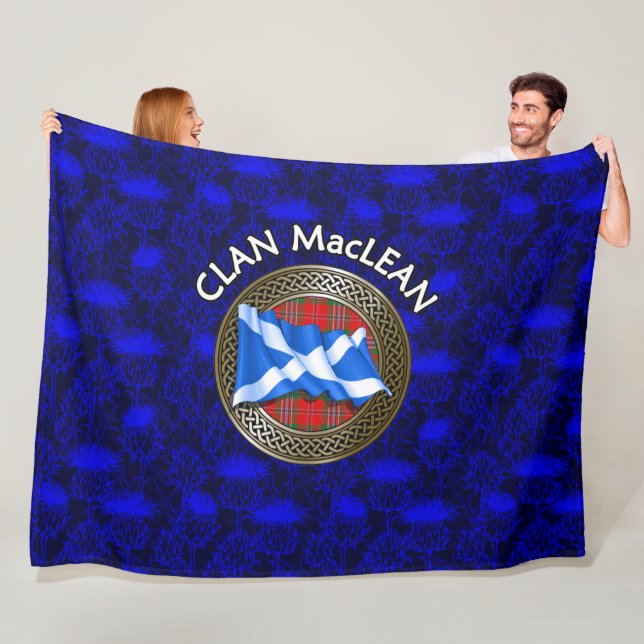 Klan MacLean Tartan Knot & Flagga Fleecefilt (På plats)