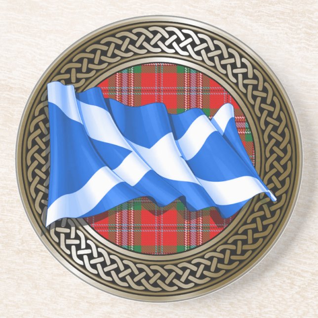 Klan MacLean Tartan Knot & Flagga Underlägg (Framsidan)