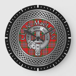 Klan MacLean Vapensköld & Tartan Knot Large Clock Stor Klocka