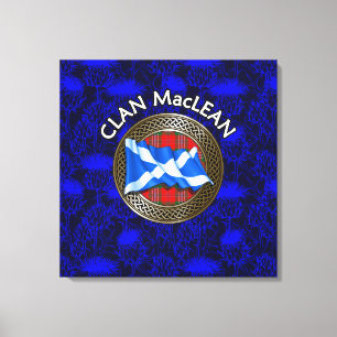 Klan MacLean Vapensköld & Tartan Knot on Thistle Canvastryck