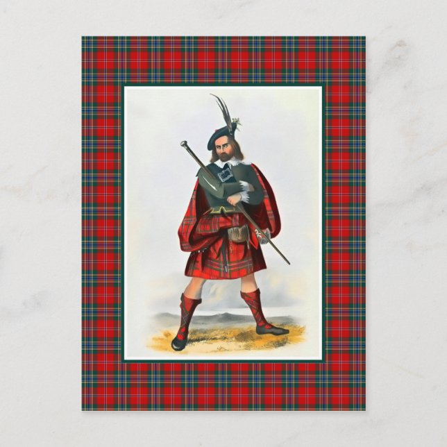 Klan MacLean Vintage Illustration Tartan Ram Vykort (Framsida)