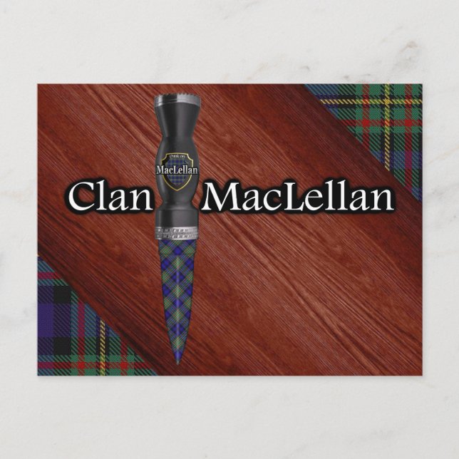 Klan MacLellan Tartan Sgian Dubh Blade Vykort (Framsida)