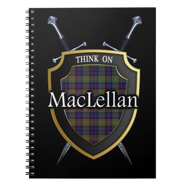 Klan MacLellan Tartan Shield & Swords Anteckningsbok (Framsidan)
