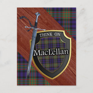 Klan MacLellan Tartan Sword & Shield Vykort