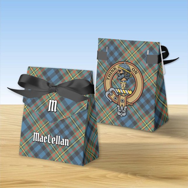 Klan MacLellan vapen över gammal tartan Presentaskar (Skapare uppladdad)