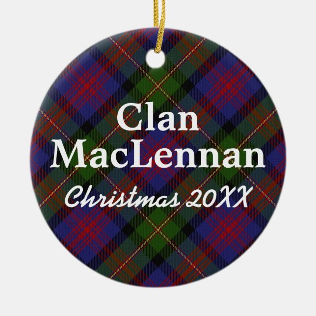Klan MacLennan Scottish Tartan Julgransprydnad Keramik (Framsidan)