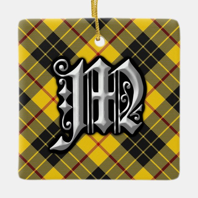 Klan MacLeod Brev M Monogram Tartan Ornament (Framsida)