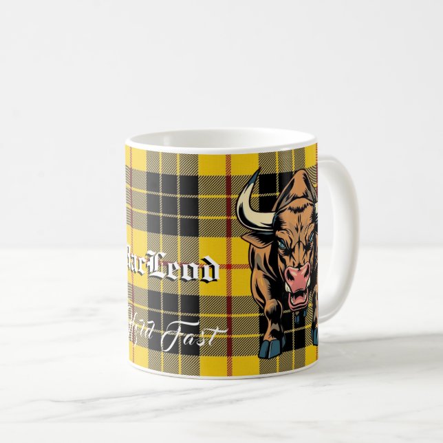 Klan MacLeod Bull Tartan Motto Kaffemugg (Framsida höger)