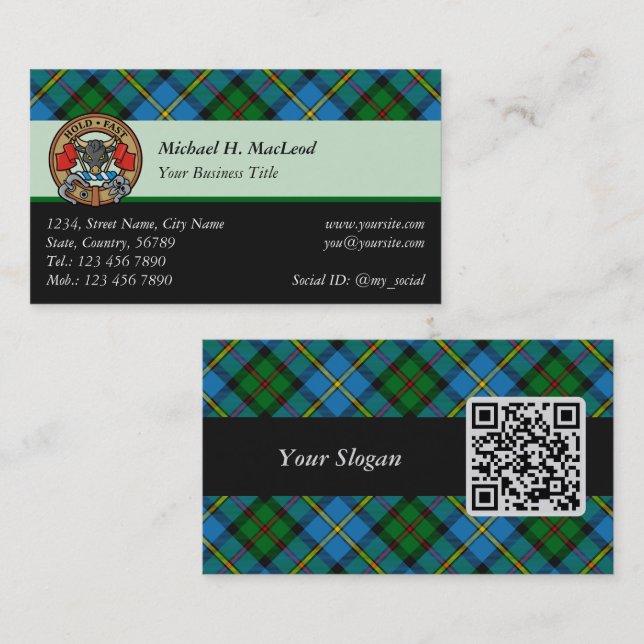 Klan MacLeod Hunting Tartan Visitkort (Fram/baksida)