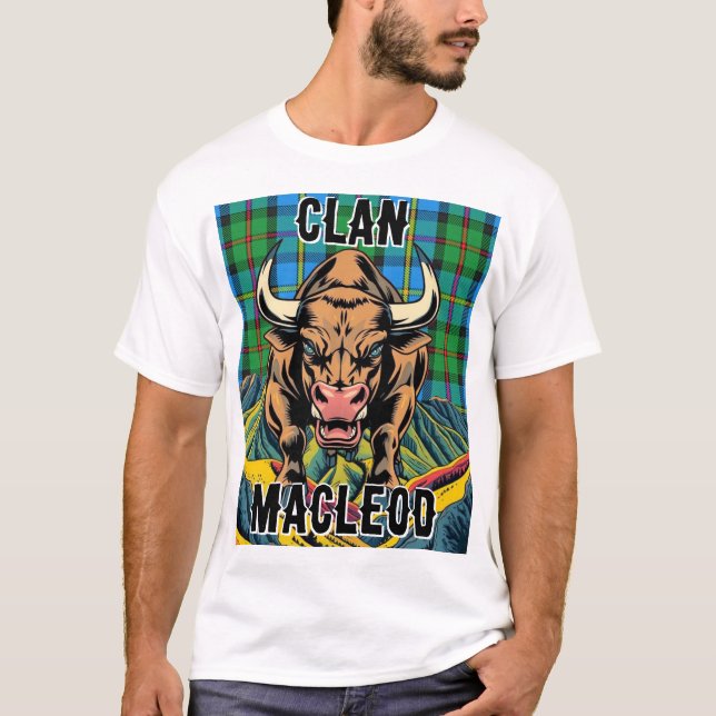 Klan MacLeod of Harris Tartan Design T Shirt (Framsida)