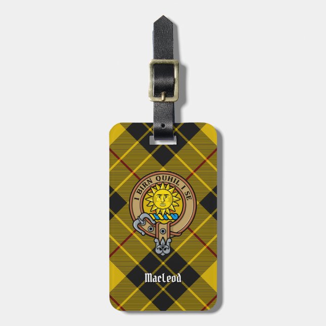 Klan MacLeod of Lewis Vapensköld över Tartan Bagagebricka (Vertikal Framsida)
