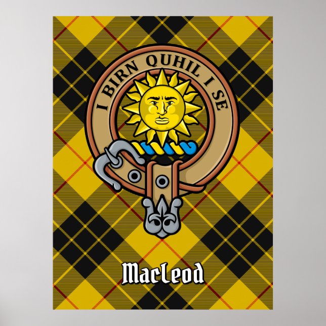 Klan MacLeod of Lewis Vapensköld över Tartan Poster (Framsidan)