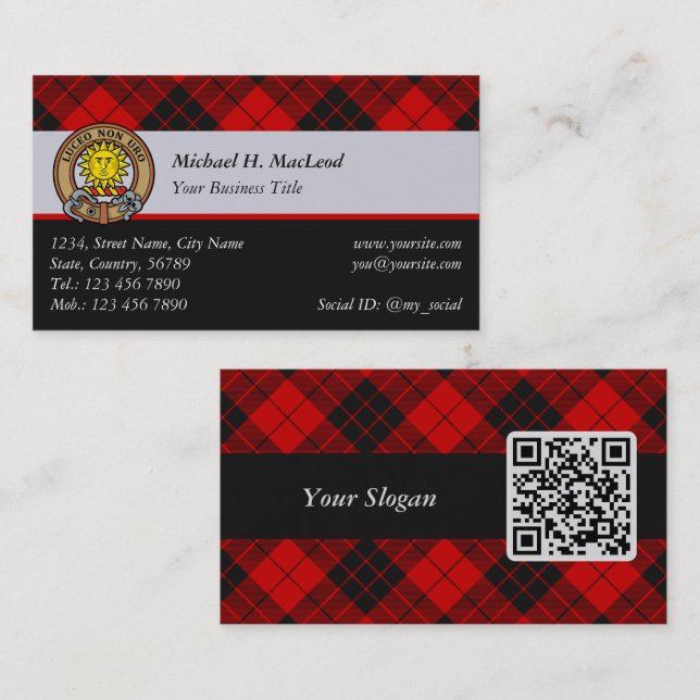Klan Macleod of Raasay Tartan Visitkort (Fram/baksida)