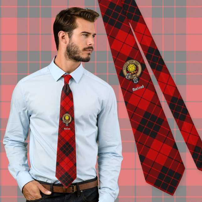 Klan MacLeod of Raasay Vapensköld över Tartan Slips (Skapare uppladdad)