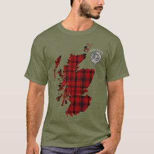 Klan MacLeod Red & Black Tartan Karta & Vapensköld T Shirt