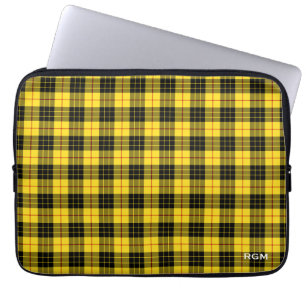 Klan MacLeod Tartan Gult & Black Play Monogram Laptop Sleeve